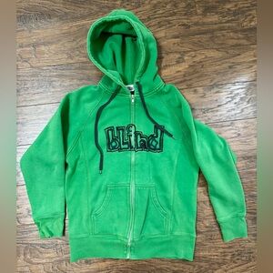 Green Blind Skateboard vintage Y2K zip up hoodie- small